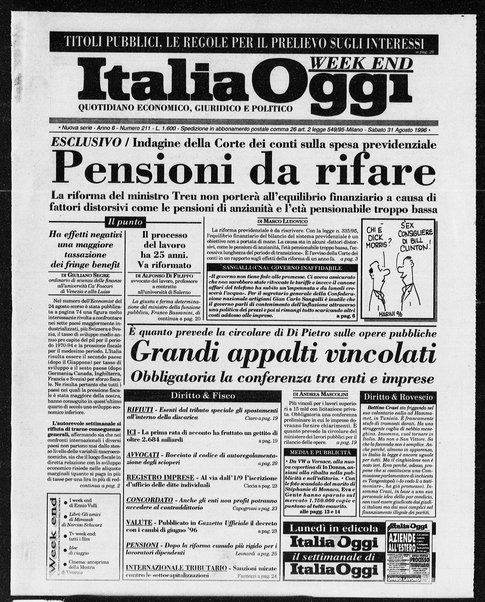 Italia oggi : quotidiano di economia finanza e politica